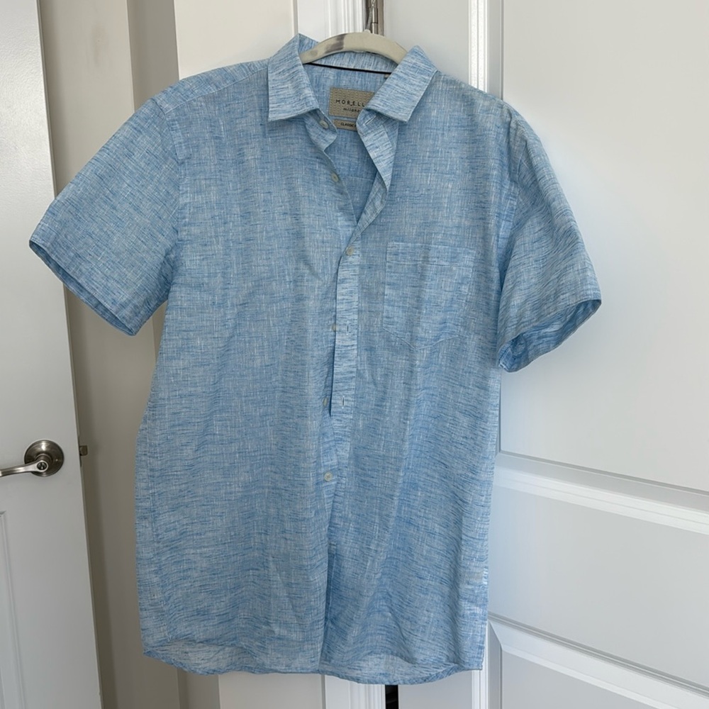 Morelli Milano Classi fit blue linen shirt